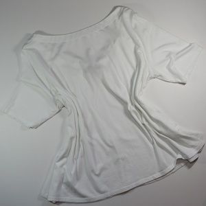 Loft White Boatneck Cotton Tee, Size XL.